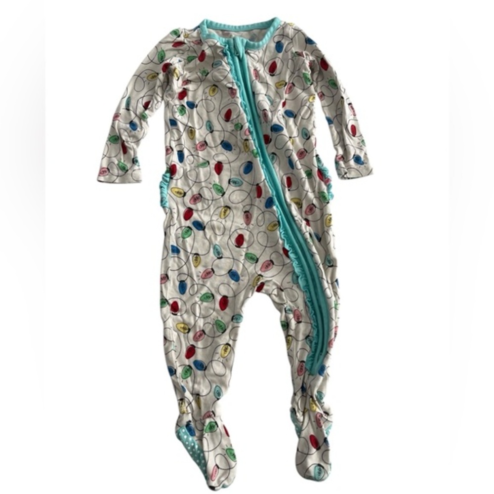 Bamboo Ruffle Butts Multicolor Light Bulb Footie- Christmas